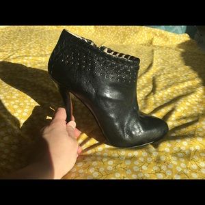 Black studded leather bootie